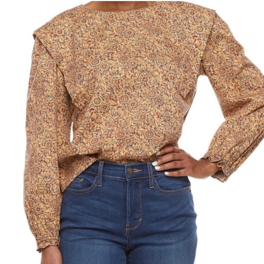 a.n.a Brown Floral Women's Blouse